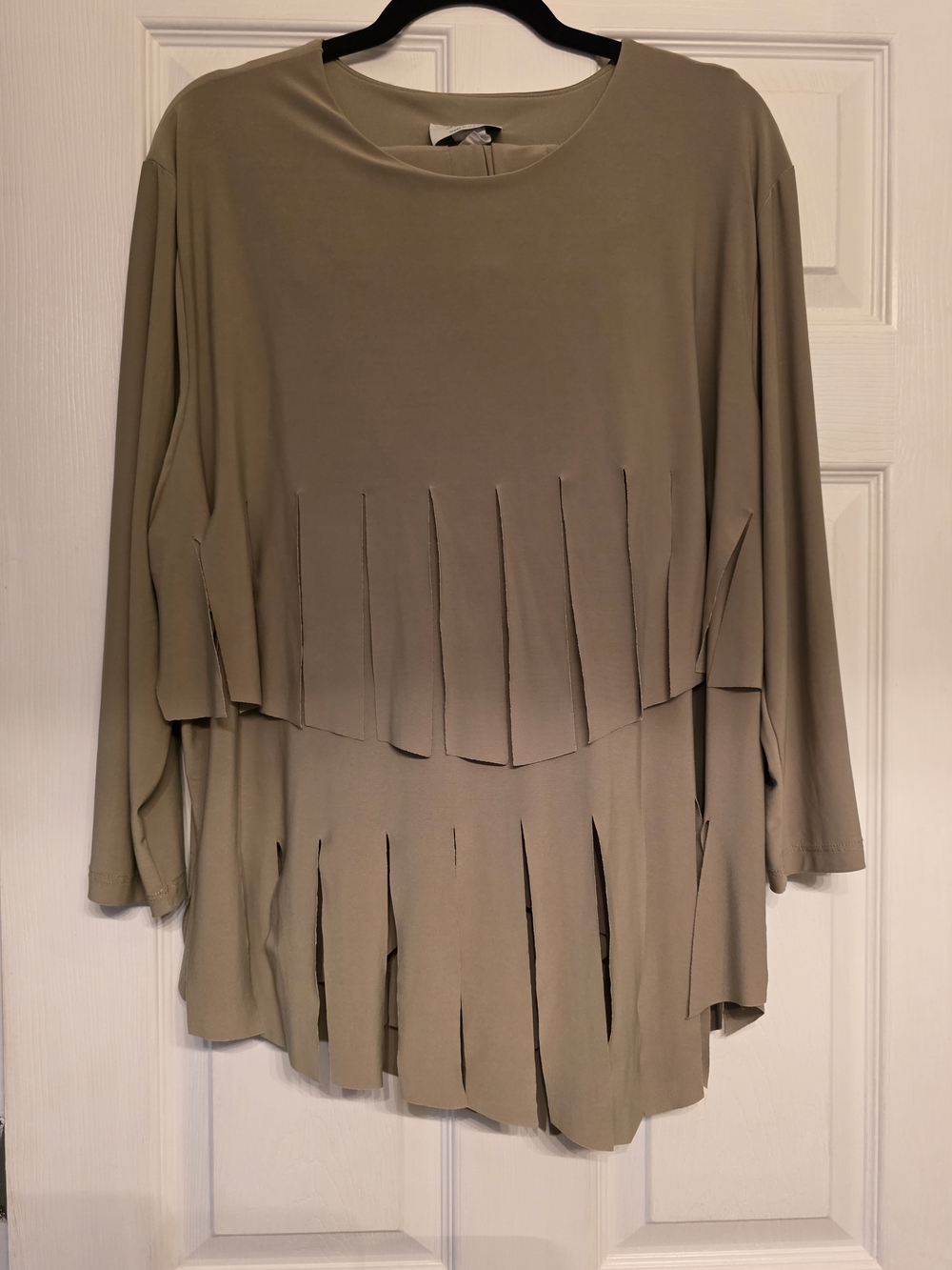 Women’s Olive Green Layered Fringe Top